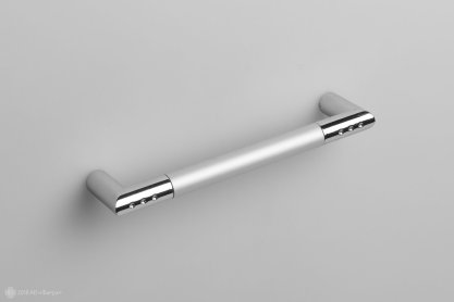 RS054 мебельная ручка-скоба 128 мм хром полированый со вставкой сатиновый хром