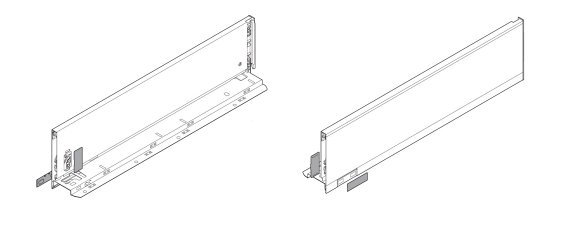 Комплект царг LEGRABOX pure, высота K (128,5 мм), НД=400 мм, серый орион