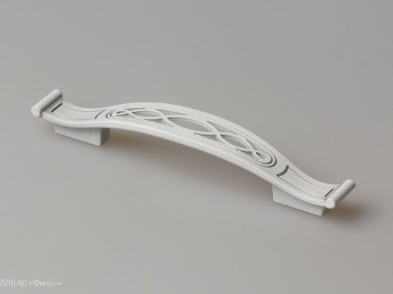 FS131 мебельная ручка-скоба 128 мм серебро прованс с белой матовой патиной