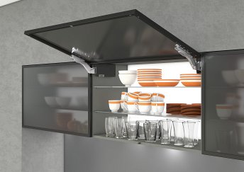 Подъемный механизм, AVENTOS HK top 27, для узкой алюминиевой рамки, серый, евровинт