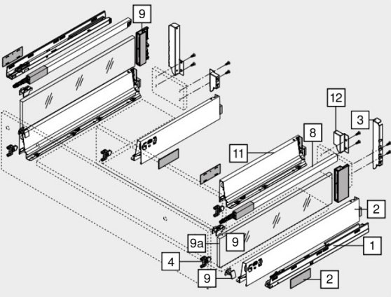 Ящик под мойку TANDEMBOX antaro (224х450), под саморезы, сер.